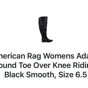 American Rag Womens Adarra Round Toe Over Knee Riding, Black Smooth, Size 6.5